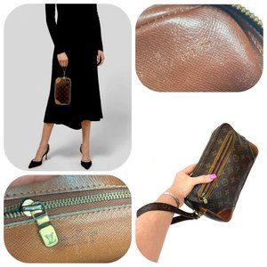 Auc Louis Vuitton LV Clutch Bag  Marly Dragonne GM Browns Monogram